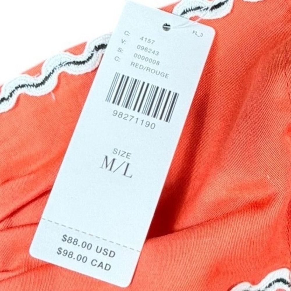 NWT Anthropologie Celandine Coral Lace Trim Ruched 100% Cotton Crop Top‎ M/L - Picture 6 of 7